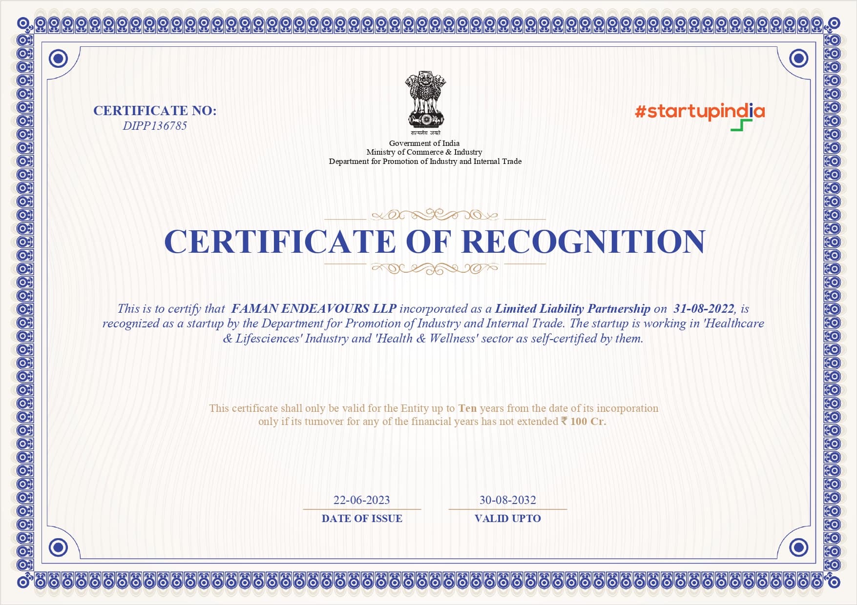 Wild n' Root Official Certificate